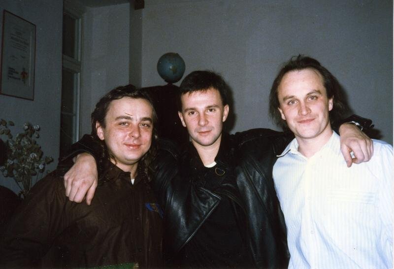 Soukup s Michalem Pavlíčkem a Michaelem Kocábem z Pražského výběru. Onřej hrával na baskytaru a kontrabas.