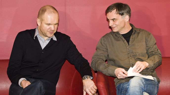 David Ondříček a Ivan Trojan na tiskové konferenci k chystanému filmu Ve stínu