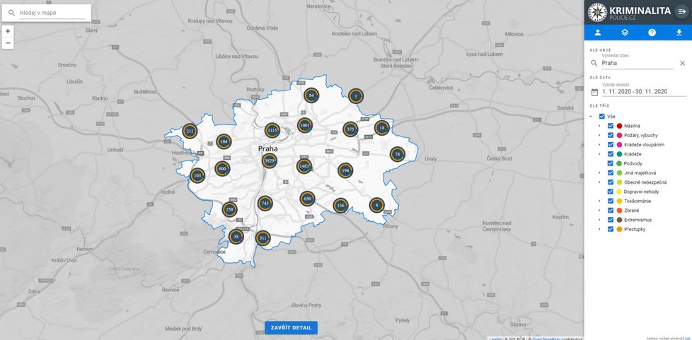 Online mapa kriminality v Česku