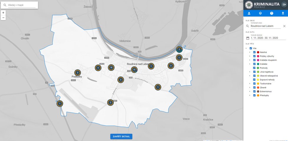 Online mapa kriminality v Česku