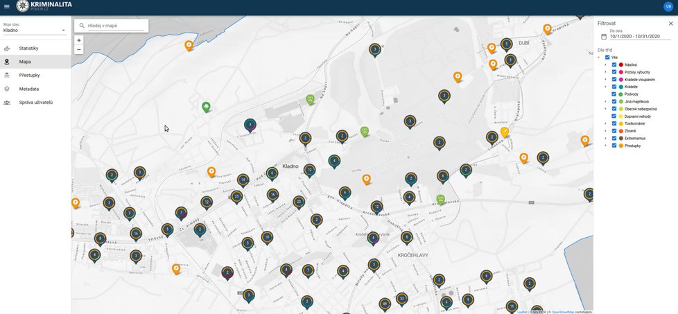 Online mapa kriminality v Česku