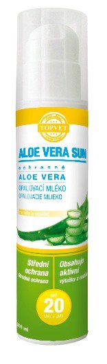 Opalovací mléko Topvet Aloe vera SPF 20, 182 Kč (200 ml). Koupíte na www.topvet.cz.