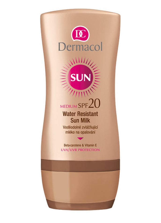 Voděodolné mléko na opalování, Dermacol, SPF 20, 199 Kč/200 ml