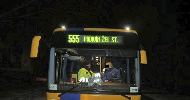 Policie v pondělí brzy ráno zkontrolovala 500 řidičů linkových autobusů na jižní Moravě. Šest z nich řídilo opilých. Řidiči na snímku při kontrole obstáli.