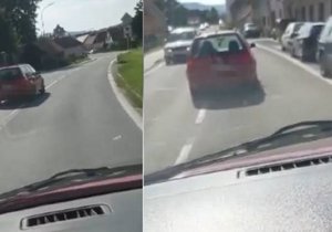 Opilec kličkoval v autě přes celou vozovku. Natočil ho policista v civilu, který jel za ním.