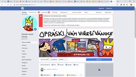 Facebook zablokoval stránku Opráski sčeskí historje. Autor oblíbených komiksů to oznámil snímkem stránky s oznámením o blokaci na twitteru.