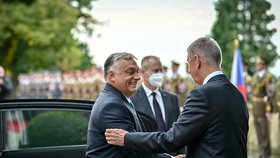 Premiér Andrej Babiš (ANO) přivítal v ČR maďarského předsedu vlády Viktora Orbána (29.9.2021).