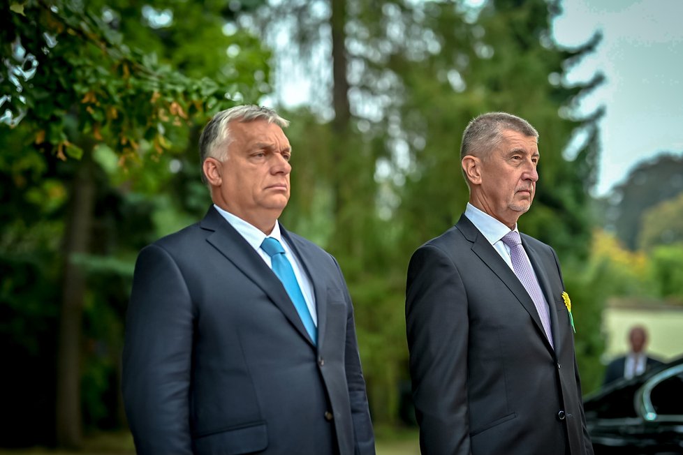 Premiér Andrej Babiš (ANO) přivítal v ČR maďarského předsedu vlády Viktora Orbána (29. 9. 2021).