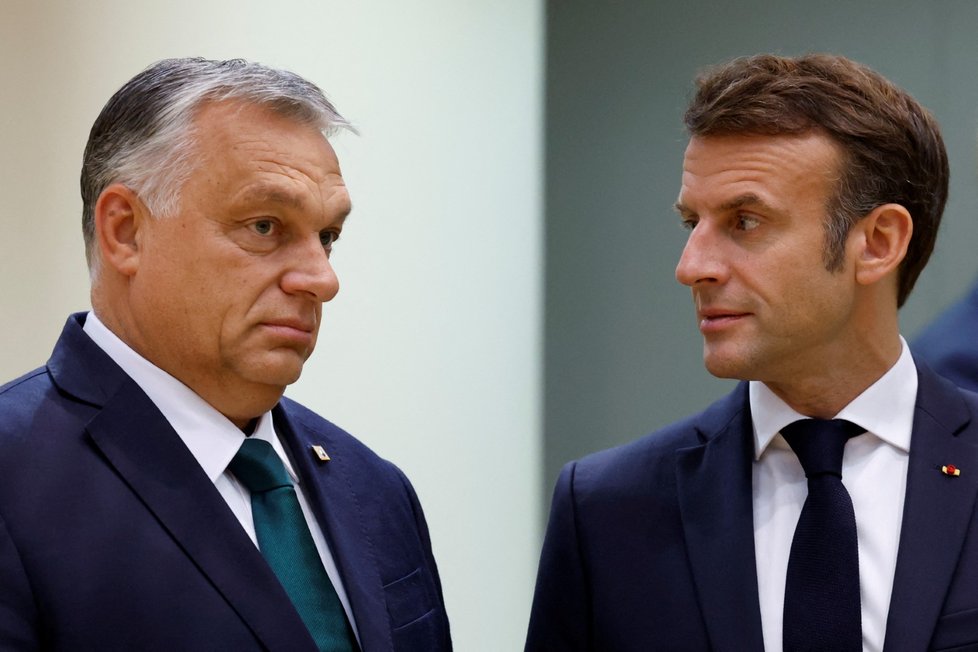 Summit v Bruselu: Francouzský prezident Emmanuel Macron a maďarský premiér Viktor Orbán