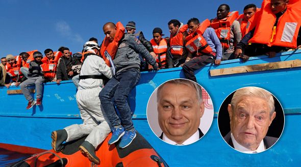 Podle premiéra Orbána financuje miliardář Soror (vpravo) migraci do Evropy