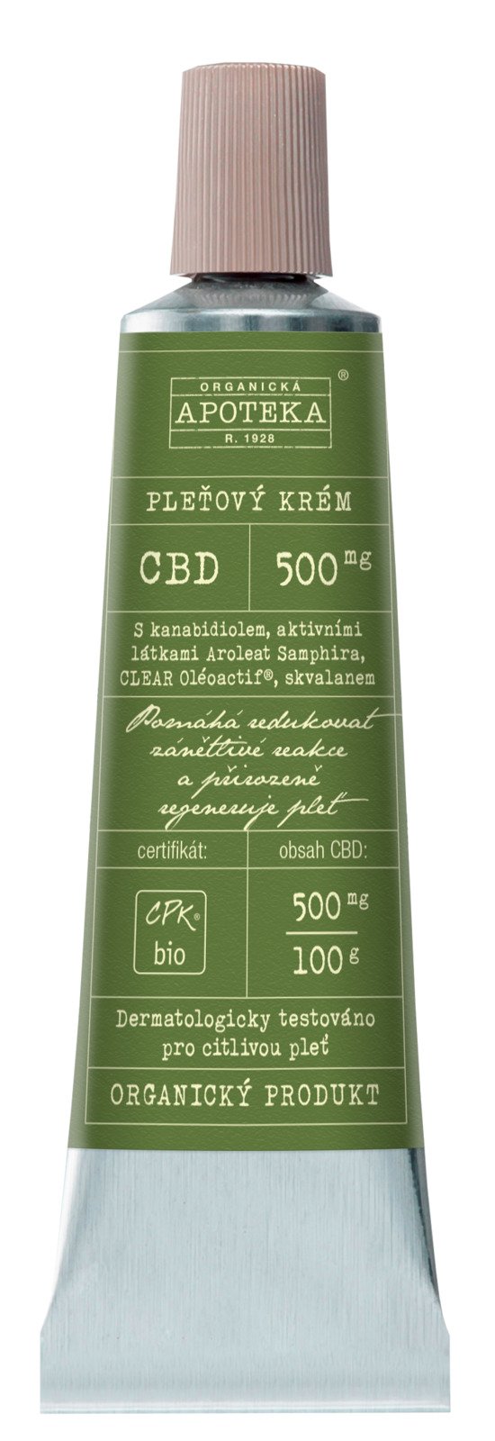 Pleťový krém s CBD, Organická apotéka, 873 Kč (30 ml)