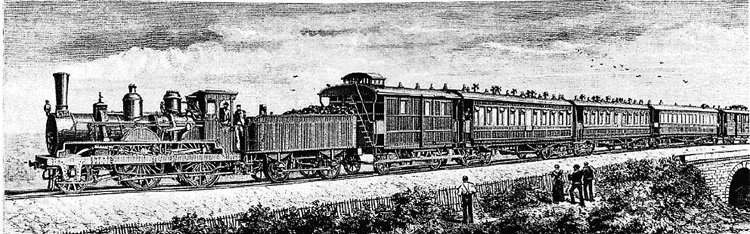 Orient expres z roku 1883 měl sedm vagonů – čtyři lůžkové, dva pro zavazadla a jeden jídelní vůz