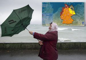 Německo se chystá na zimní orkán Sabine, varují před ním i dopravci. Do Česka dorazí v neděli