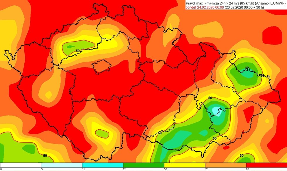 Orkán Yulia: Výstraha Českého hydrometeorologického ústavu