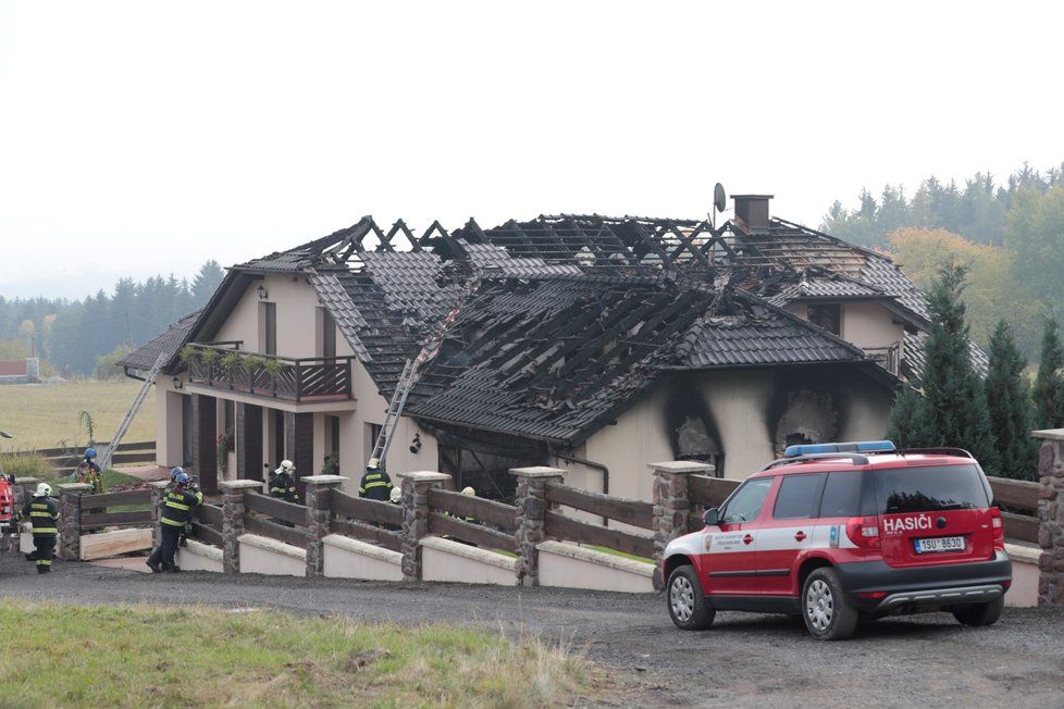 Požár domu v obci Orlov