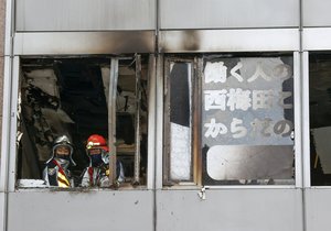 Požár výškové budovy v japonské Ósace