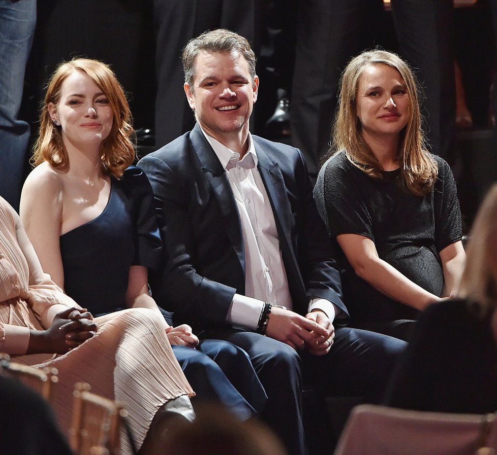Emma Stone, Matt Damon a Natalie Portman