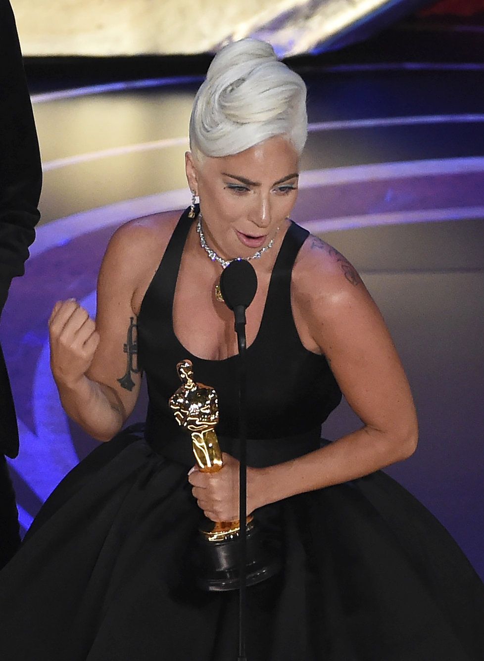 Lady Gaga na předávání Oscarů za rok 2018.