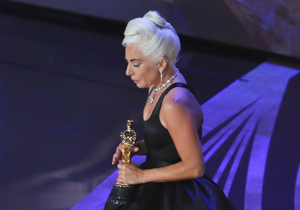 Lady Gaga na předávání Oscarů za rok 2018.