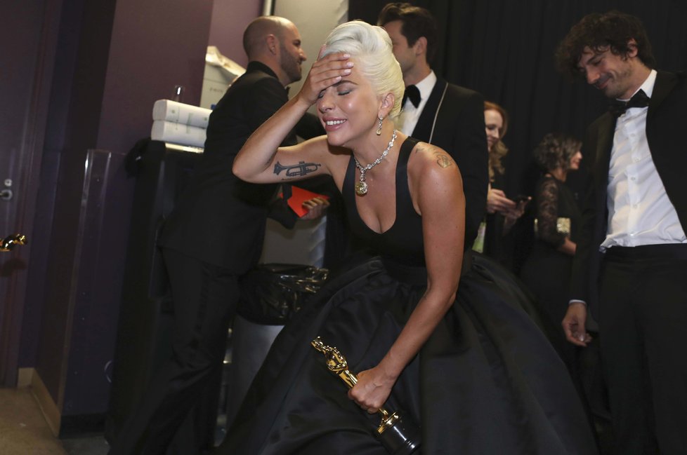 Lady Gaga na předávání Oscarů za rok 2018.