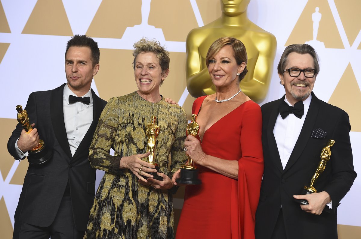 Sam Rockwell (49), Tři billboardy kousek za Ebbingem – nejlepší herec v hlavní roli. Frances McDormand (60), Tři billboardy kousek za Ebbingem – nejlepší herečka v hlavní roli. Allison Janney (58), Já, Tonya – nejlepší herečka v hlavní roli. Gary Oldman (59), Nejtemnější hodina – nejlepší herec v hlavní roli