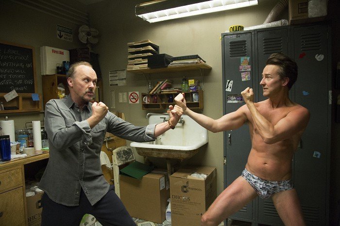 Michael Keaton a Edward Norton ve snímku Birdman.