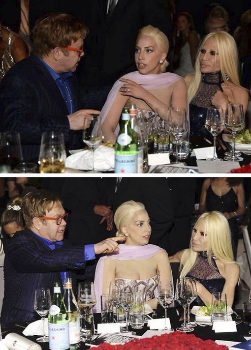 Elton John s Dontallou Versace a Lady Gagou