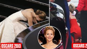 Jennifer Lawrence má skutečně smůlu. Na loňských Oscarech upadla na schodech, letos se zřítila na červeném koberci.