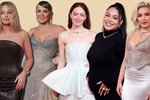 Móda z Oscarů 2024: Sharon Stone předvedla bujný dekolt, Vanessa Hudgens těhotenské bříško.