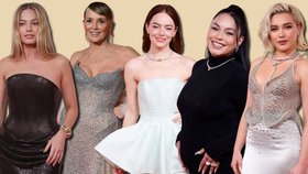 Móda z Oscarů 2024: Sharon Stone předvedla bujný dekolt, Vanessa Hudgens těhotenské bříško.