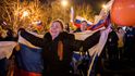 Oslavy výsledků kontroverzního referenda, v němž lidé rozhodli o připojení Krymu k Rusku