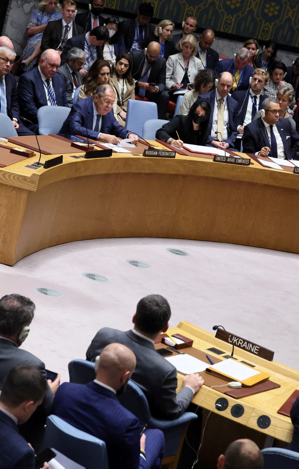 Sergej Lavrov na zasedání ministrů zahraničí Rady bezpečnosti OSN (22. 9. 2022).