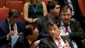 Stálý zástupce Ruska při OSN Dmitrij Poljanskij. Rada bezpečnosti OSN odmítla 26. 11. 2018 ruskou verzi kerčského incidentu.