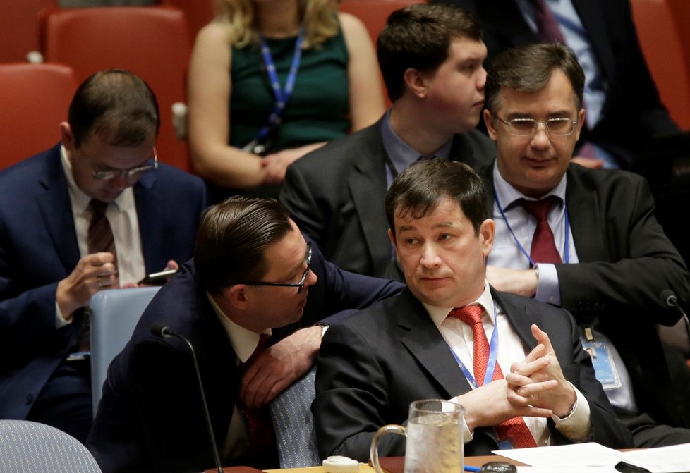 Stálý zástupce Ruska při OSN Dmitrij Poljanskij. Rada bezpečnosti OSN odmítla 26. 11. 2018 ruskou verzi kerčského incidentu.