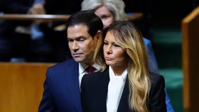 Delegace USA v OSN: První dáma Trumpová, ministr zahraničí Rubio, kancléřka Bílého domu Wilesová (22. 9. 2026).