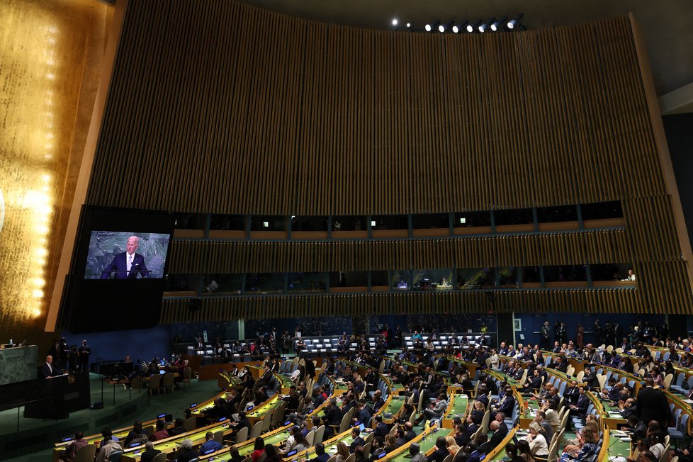 Americký prezident Joe Biden má projev na Valném shromáždění OSN.