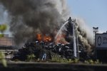 Mohutný požár vrakoviště v Ostravě