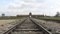 Pohled (zevnitř) na bránu do nacistického tábora Osvětim II - Březinka, který se dosud nachází v Polsku.