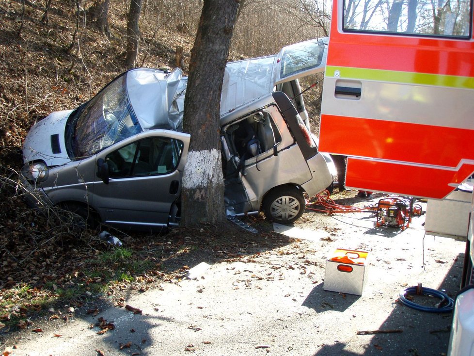 Otec narazil s dodávkou do stromu.