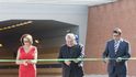 Otevření tunelu Blanka: zleva primátorka Adriana Krnáčová, kardinál Dominik Duka a radní pro dopravu Petr Dolínek