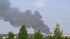 Požár průmyslového objektu v Otrokovicích (23.8.2023)