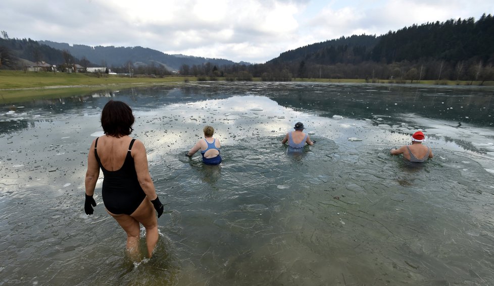 Do Vltavy o teplotě 4,5 stupně naskákalo téměř 400 otužilců.