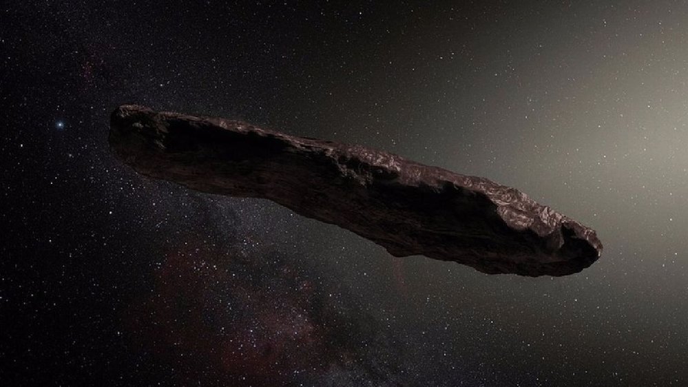 Vizualizace ledového vesmírného poutníka Oumuamua