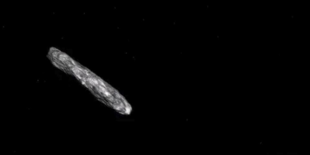 Vizualizace ledového vesmírného poutníka Oumuamua