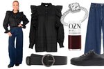 Inspirace na ležérní outfit podle Dary Rolins: halenka – Zalando 2510 Kč; kalhoty – Bershka 699 Kč; opasek - Zalando 480 Kč; tenisky - Kazar 2990 Kč; lak na nehty - ze-zeme.cz 460 Kč; prstýnek - Pandora 1799 Kč