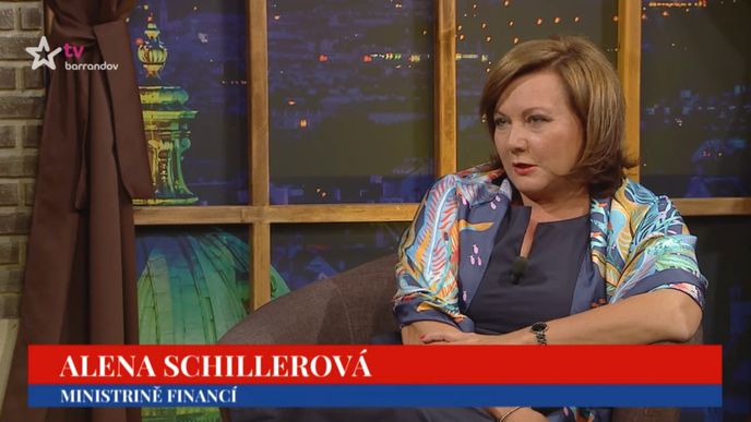 „Ministrině“ financí Alena Schillerová v pořadu Talk Show Jiřího Ovčáčka