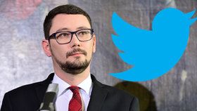 Prezidentův mluvčí Jiří Ovčáček a logo sociální sítě Twitter