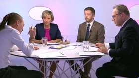 Otázky Václava Moravce: Jana Mračková Vildumetzová (ANO), Vít Rakušan (STAN), Ivan Bartoš (Piráti)