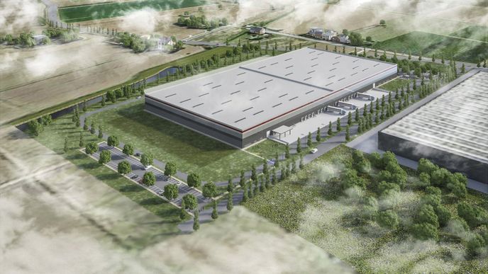 Vizualizace logistického centra pro automobilky Lamborghini a Ducati. V Itálii ho postaví v Česku sídlící developer P3.