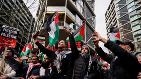 Demonstrace na podporu Palestinců v Londýně, (9. 3. 2024)